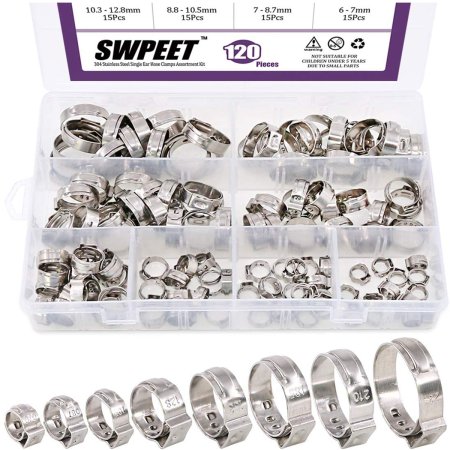  Best Hose Clamps Options: Swpeet 120Pcs 8 Sizes 304 Stainless Steel