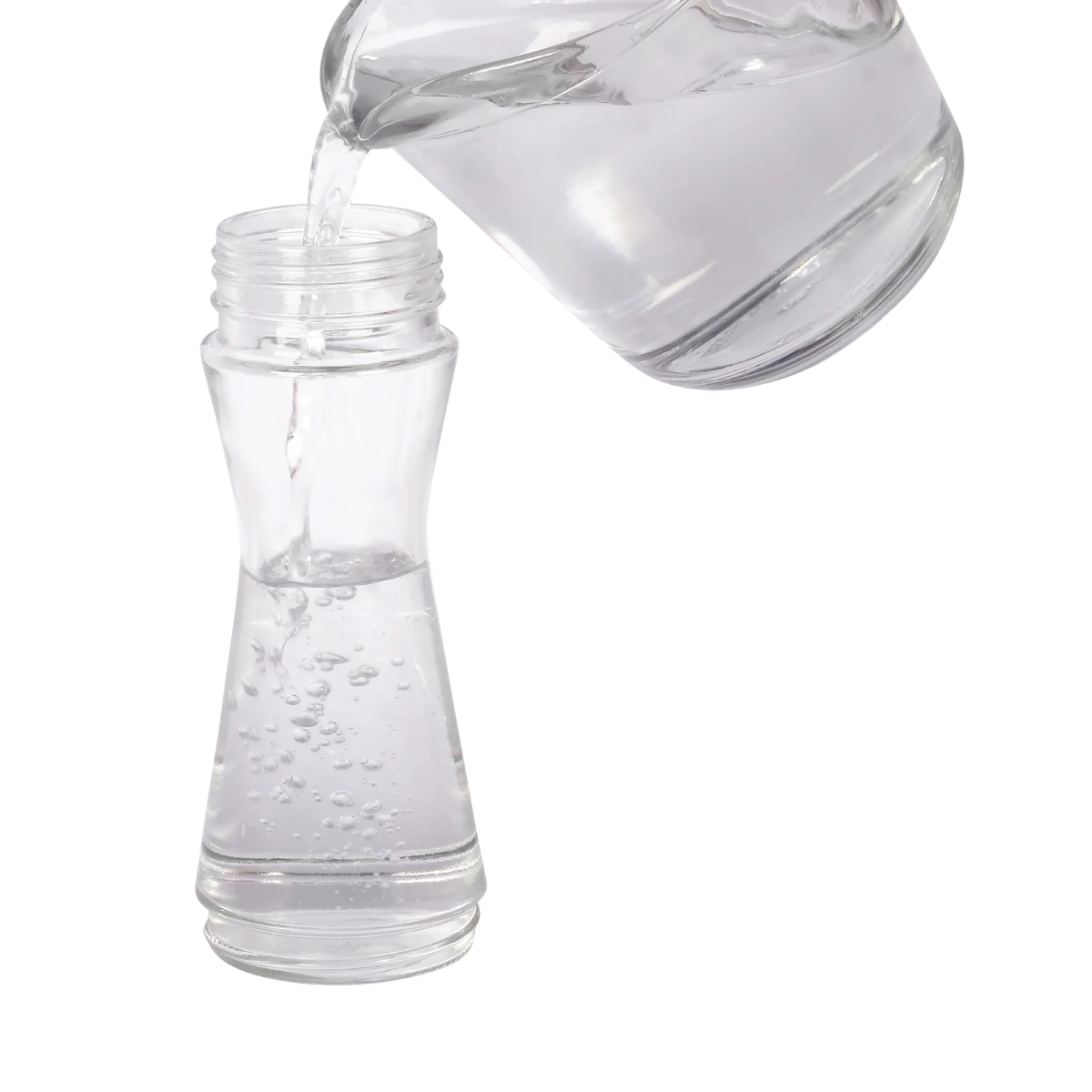 Water filling clear bottle