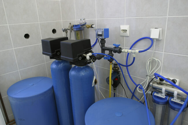 A well water filtration system fully installed