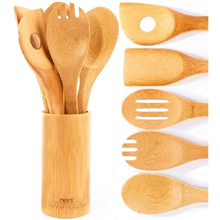 Neet Wooden Spoons 6 Piece Organic Bamboo Utensil Set