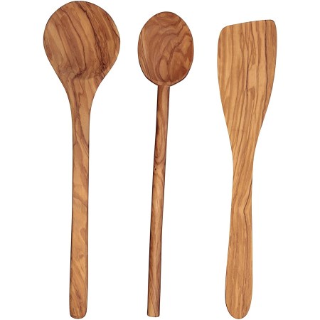 Scanwood Olive Wood Utensil Spatula Spoon Ladle Set