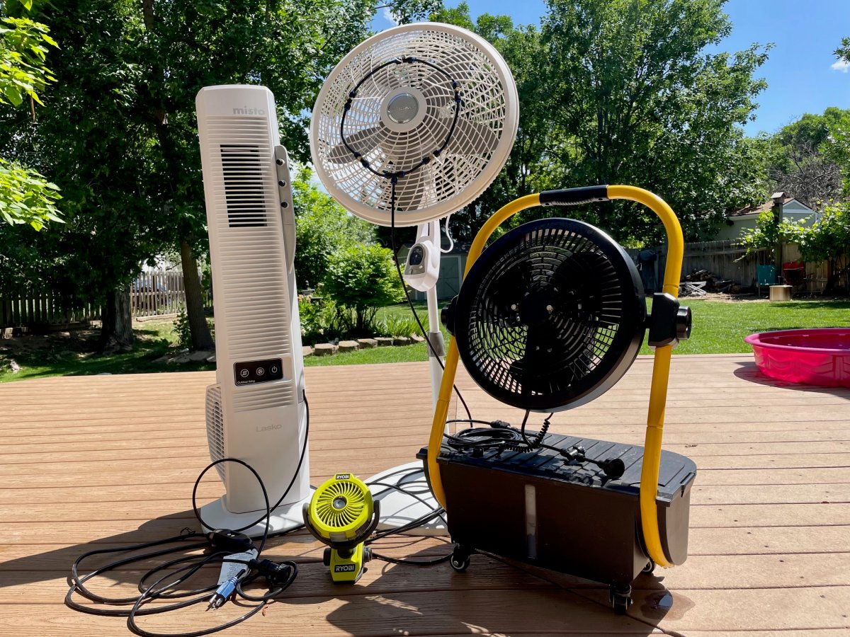 Outdoor misting fans group