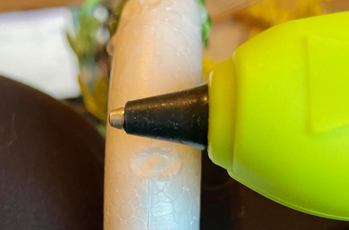 The Best Cordless Glue Guns Aozoy cordless glue gun with dented styrofoam