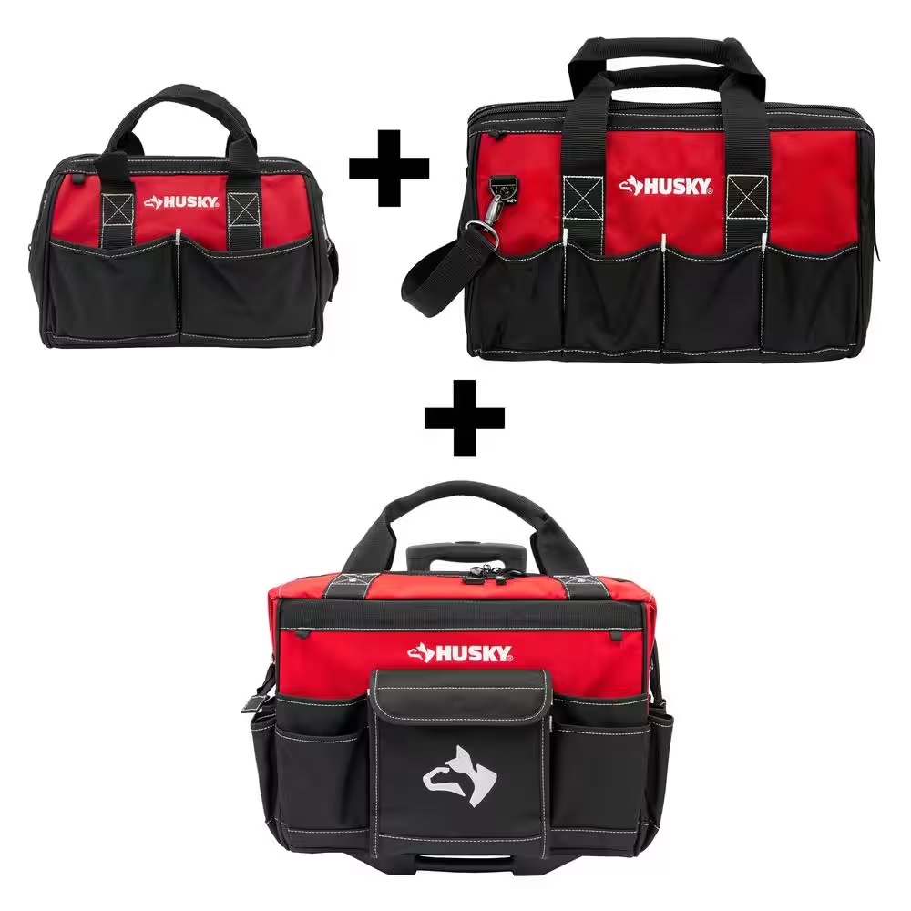 thumbnail image 2 of 2-Pack Roll Up Tool Bags - Portable Tool Organizer With Zippered Pockets Black & Blue 2 of 9