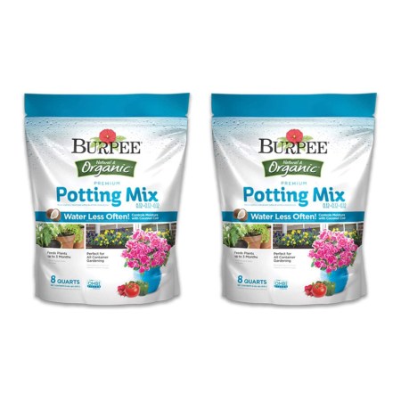 Burpee Organic Premium Potting Mix, 8 Quart, 2 Pack