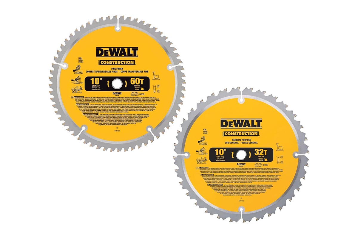 The Best Table Saw Accessories DeWalt Miter Table Saw Blades Combo Pack