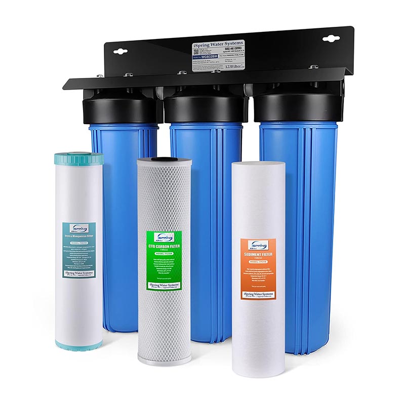 iSpring 3-Stage Whole-House Water Filtration System on a white background