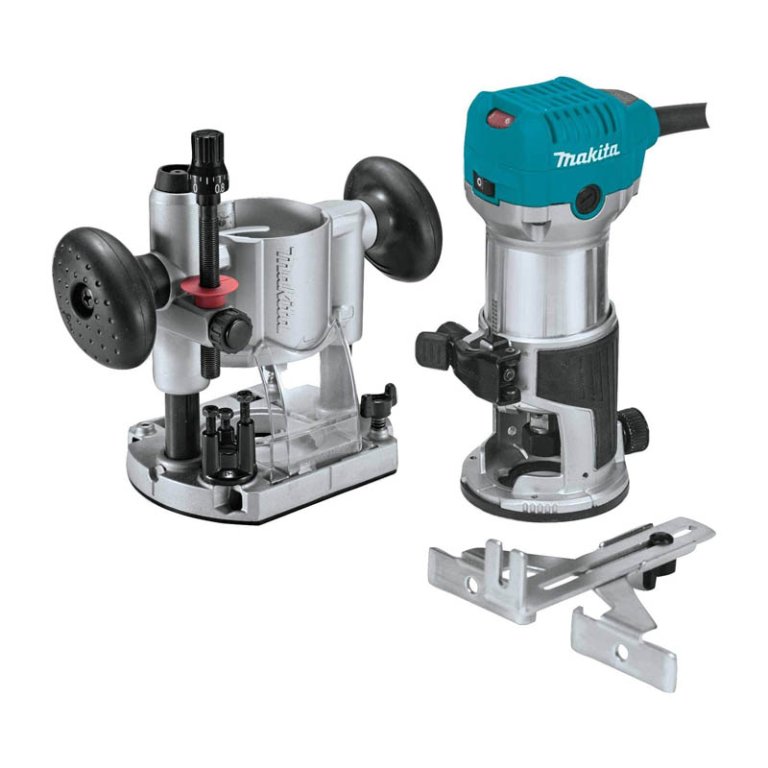  The Makita RT0701CX7 1¼ HP Compact Router Kit on a white background.