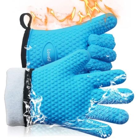 Loveuing Kitchen Oven Gloves - Silicone and Cotton
