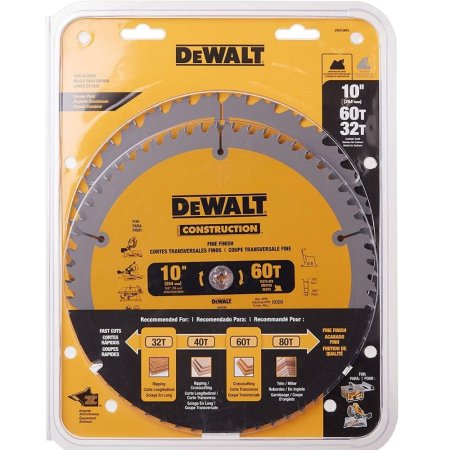  The Best Table Saw Accessories Option: DEWALT 10-Inch Miter / Table Saw Blades, Combo Pack