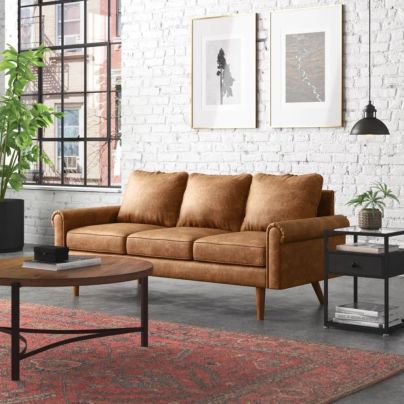The Best Leather Sofas Option: Steelside Ainsley Vegan Leather Sofa