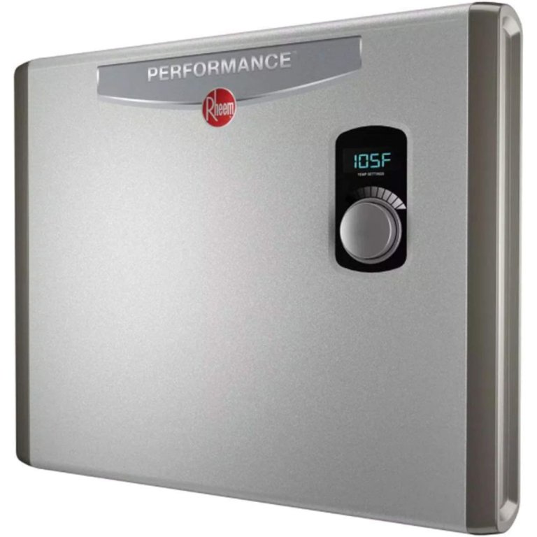  Rheem RETEX-36 Performance Tankless Water Heater on a white background
