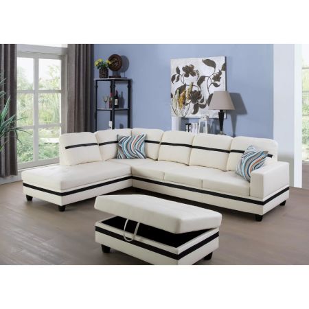 Winston Porter Maumee Faux Leather Sofa With Ottoman