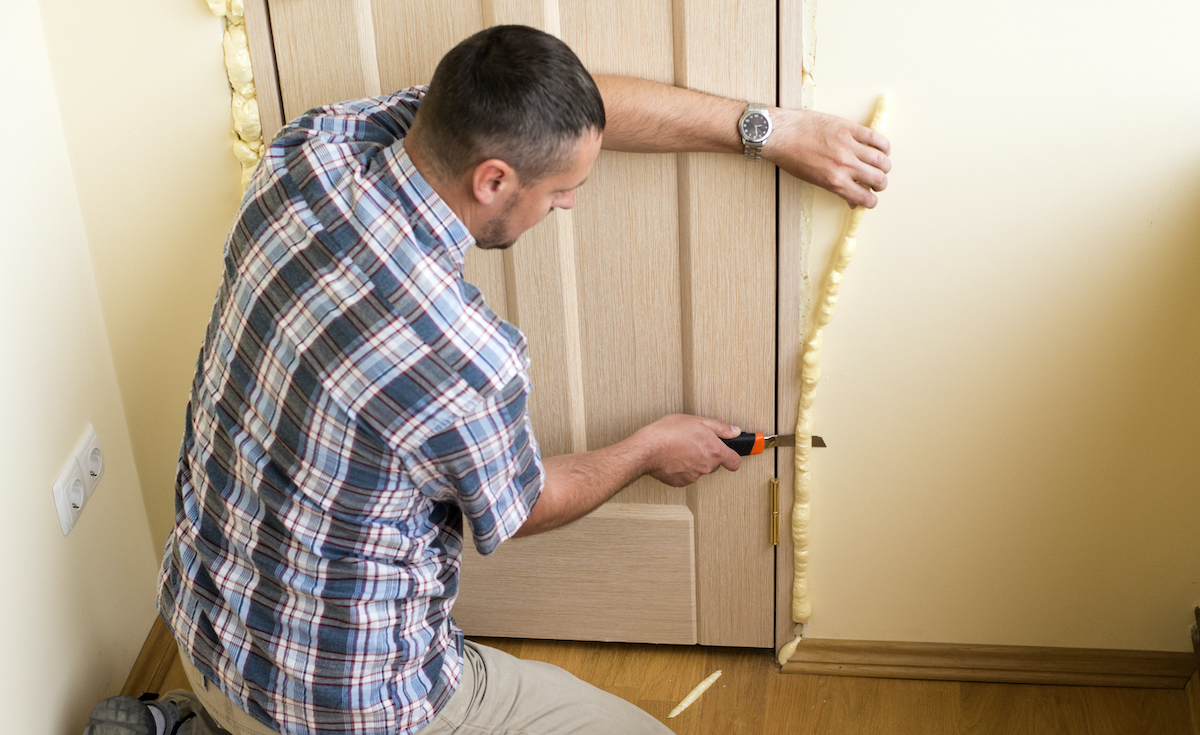expanding foam insulation around interior door