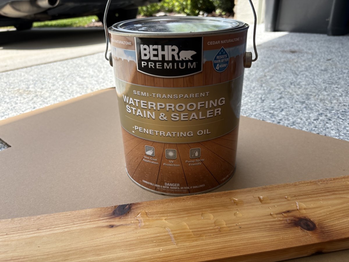 Behr cedar stain waterbead