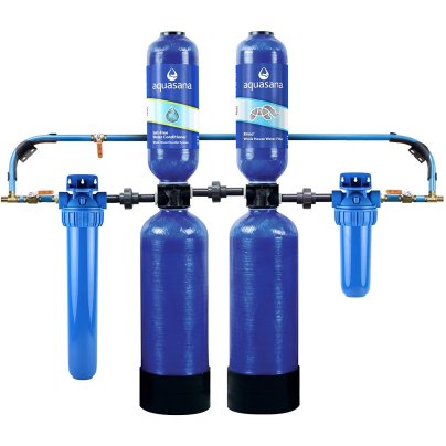 The Aquasana salt free water softener on a white background