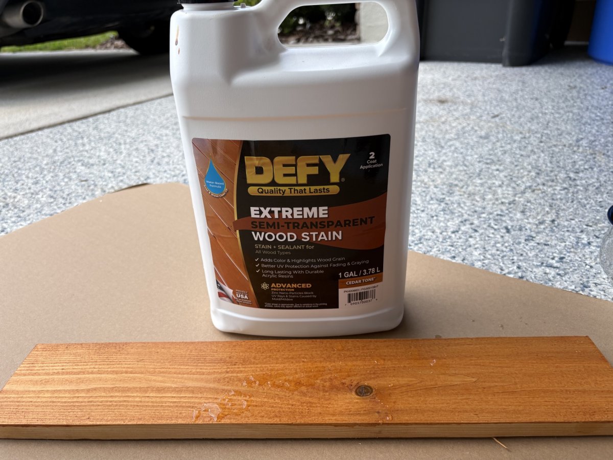 Defy cedar stain waterbead