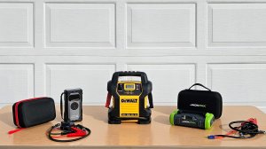 Group shot of jump starter with air compressors