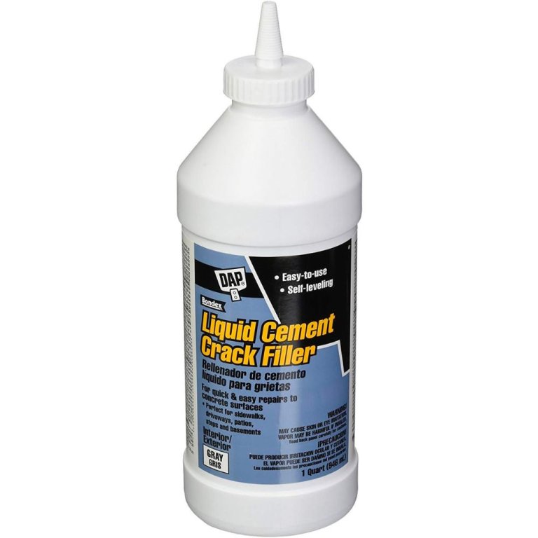  A bottle of the DAP Liquid Cement Crack Filler on a white background.