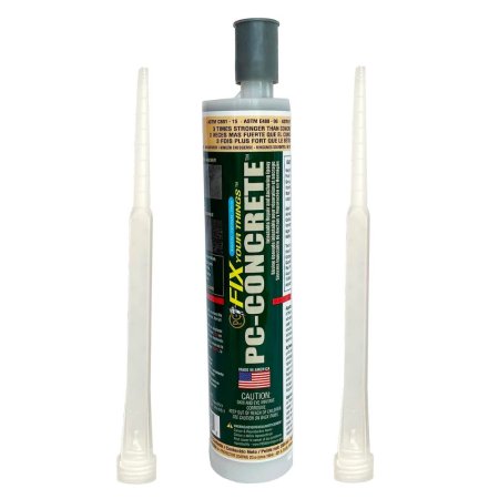  A tube of the PC-Concrete Anchoring and Crack-Filling Epoxy on a white background with two applicator tips.
