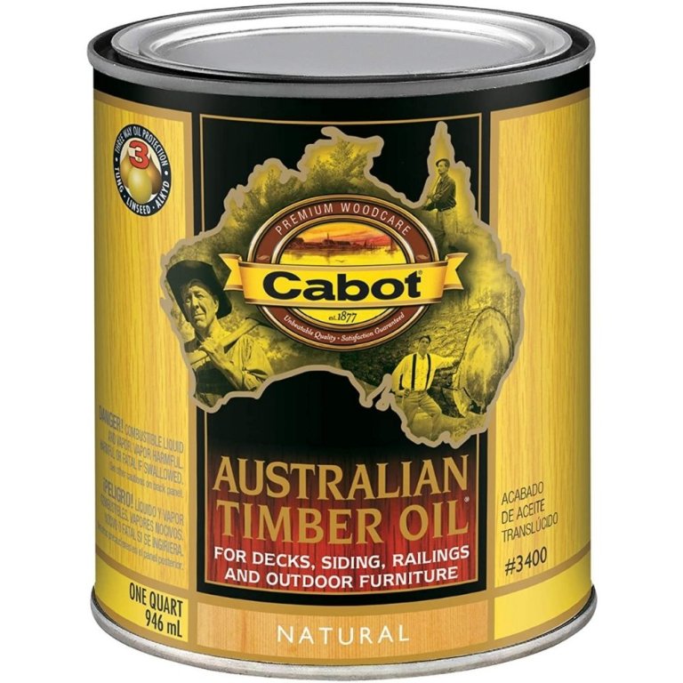  Can of Cabot Natural Australian Timber Oil on a white background