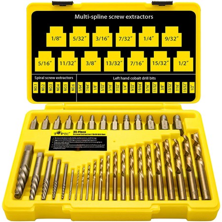 Topec 35-Piece Screw Extractor and Drill Bit Set