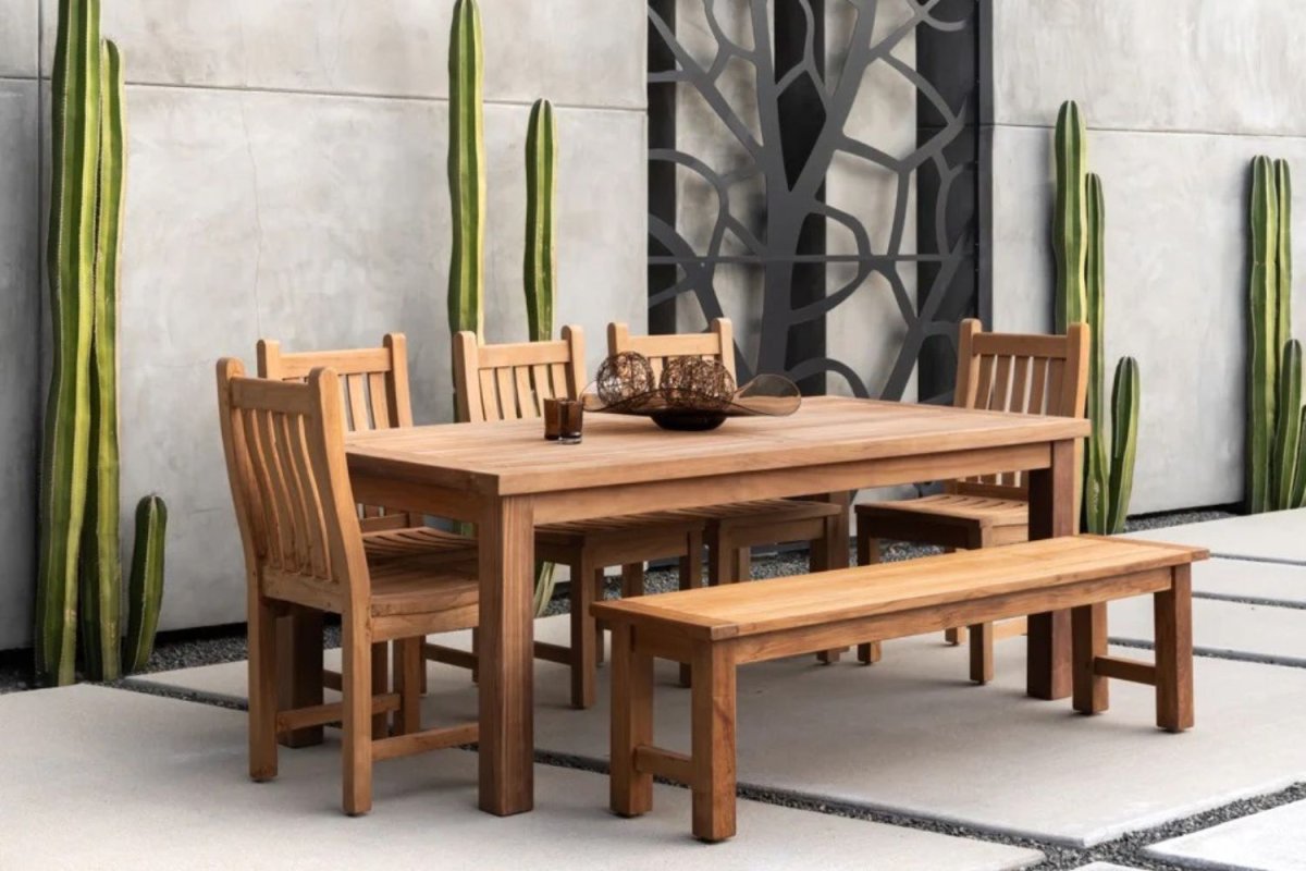 Hampton Teak Outdoor Dining Table with set of chairs