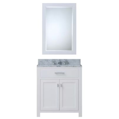 The Water Creation Madison 30-Inch Modern White Vanity on a white background.