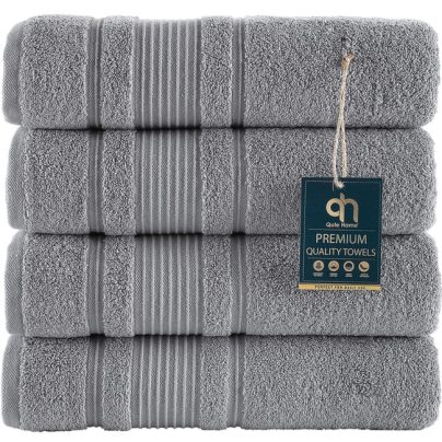 Best Towels on Amazon Options: Qute Home Spa & Hotel 4-Piece Bath Towels Set