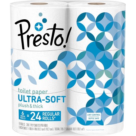  Best Toilet Paper For Septic Option: Presto! 308-Sheet Mega Roll Toilet Paper