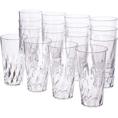 The Best Plastic Drinking Glasses Option: US Acrylic Palmetto 20-ounce Clear Plastic Tumblers