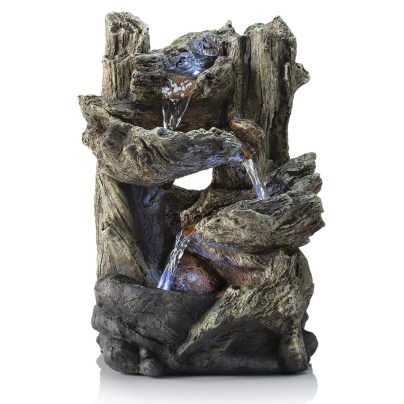 Outdoor Water Fountains Option: Alpine Corporation Tiered Log Tabletop Fountain