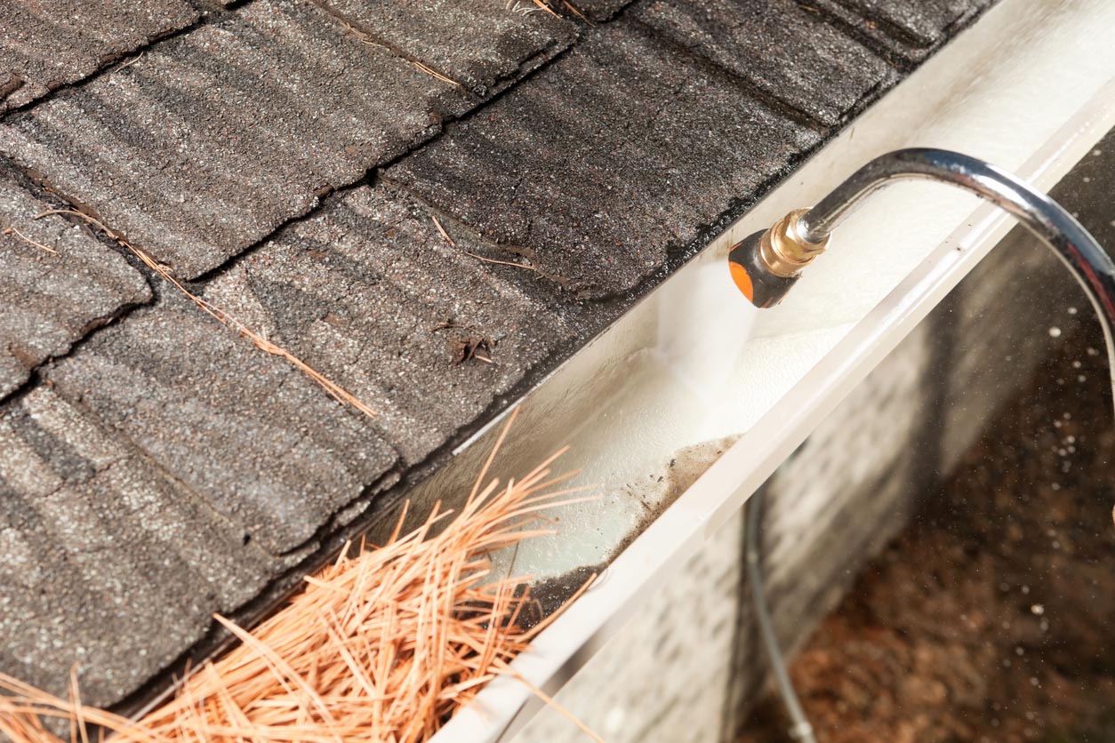 A close up of gutter cleaning. 