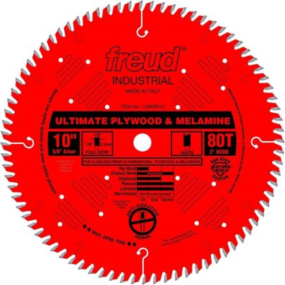 Freud 10-Inch Ultimate Plywood & Melamine Blade on a white background