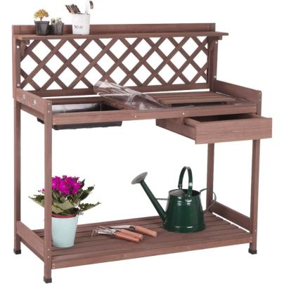 The Best Potting Benches Option: Aivituvin Outdoor Garden Bench With Sink & Lid