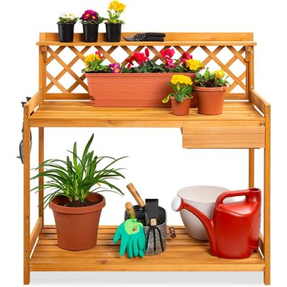 The Best Potting Benches Option: Best Choice Products Garden Workstation With Drawer