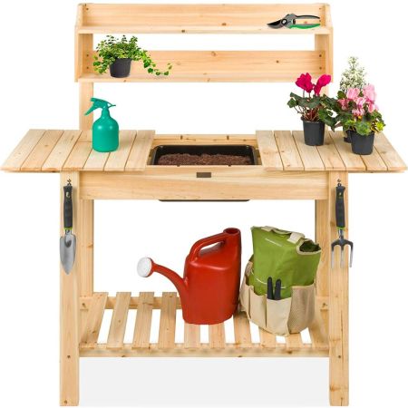 Best Choice Products Wood Garden Potting Bench