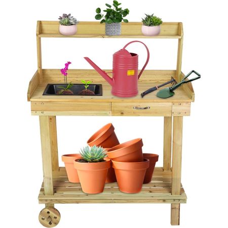 Luckyermore Wooden Potting Bench Table