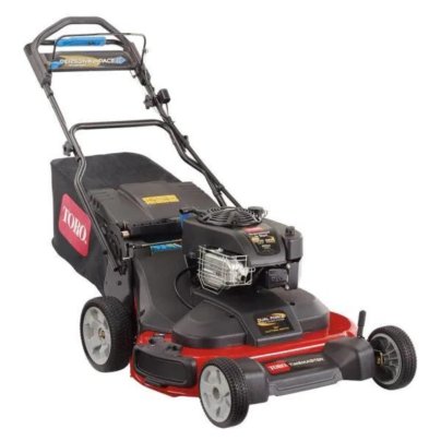 The Toro 30u0022 TimeMaster Personal Pace Gas Lawn Mower on a white background