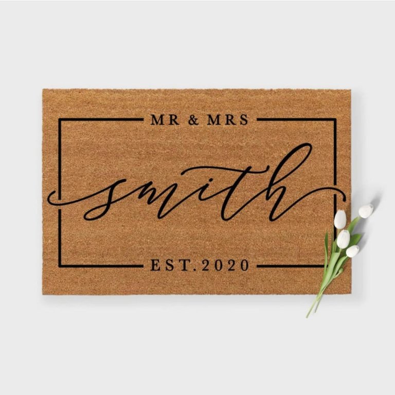  The Best Housewarming Gifts Option: shopHomeMaven Mr & Mrs Doormat