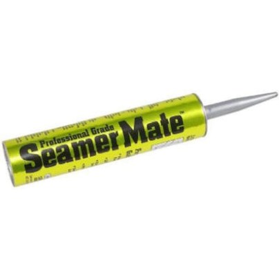 Amerimax SeamerMate Gutter Sealant in shiny yellow tube on white background