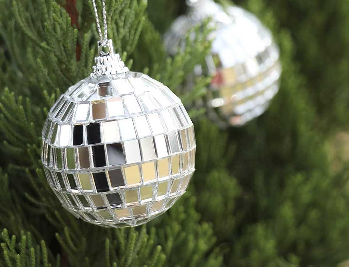 Christmas Ornaments 24 Pcs Silver Disco Mirror Ball Ornaments