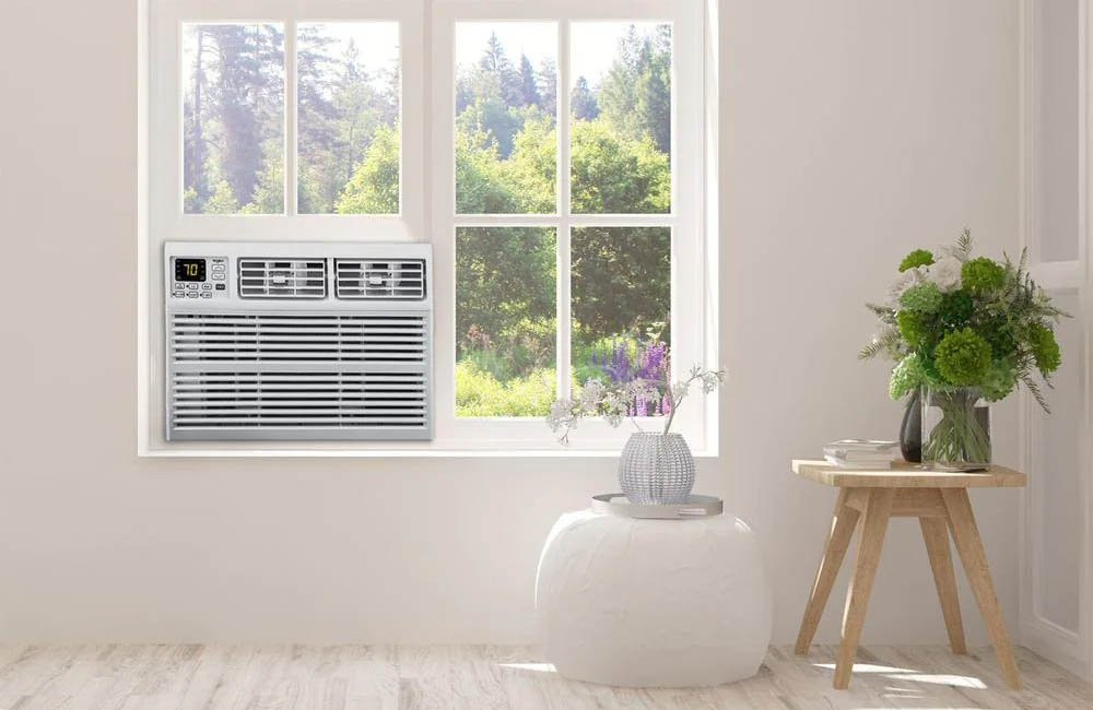 The best air conditioner option installed in a window in a living room
