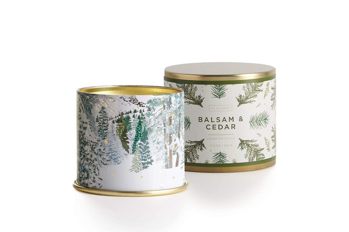 The Best Christmas Candle Option: Illume Noble Holiday Collection Balsam & Cedar Tin