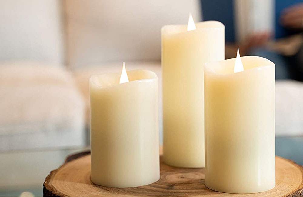 The Best Christmas Candle Option: Simply Collected Flickering Flameless Pillar Candle