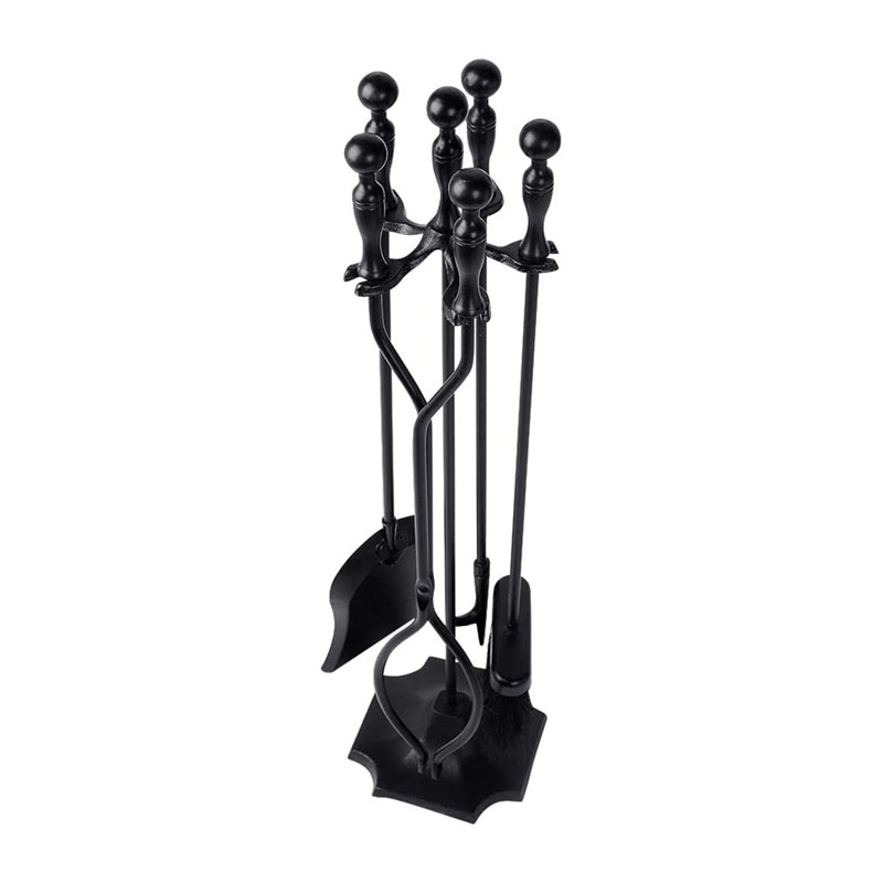 Amagabeli 5-Piece Black Handle Fireplace Tools Set