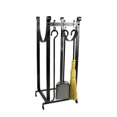 The Enclume 3-Piece Steel Fireplace Tool Set on a white background.