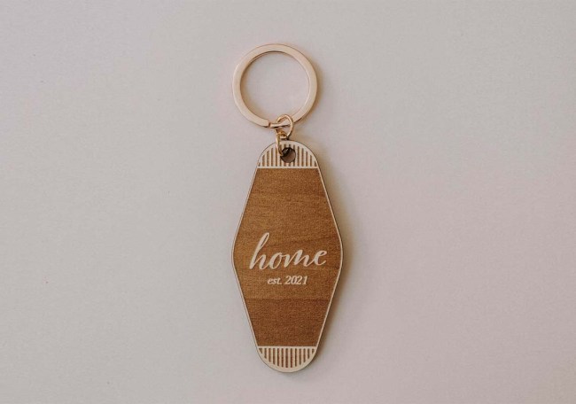 The Best Gifts for New Homeowners Option Personalized Wooden Hotel Keychain