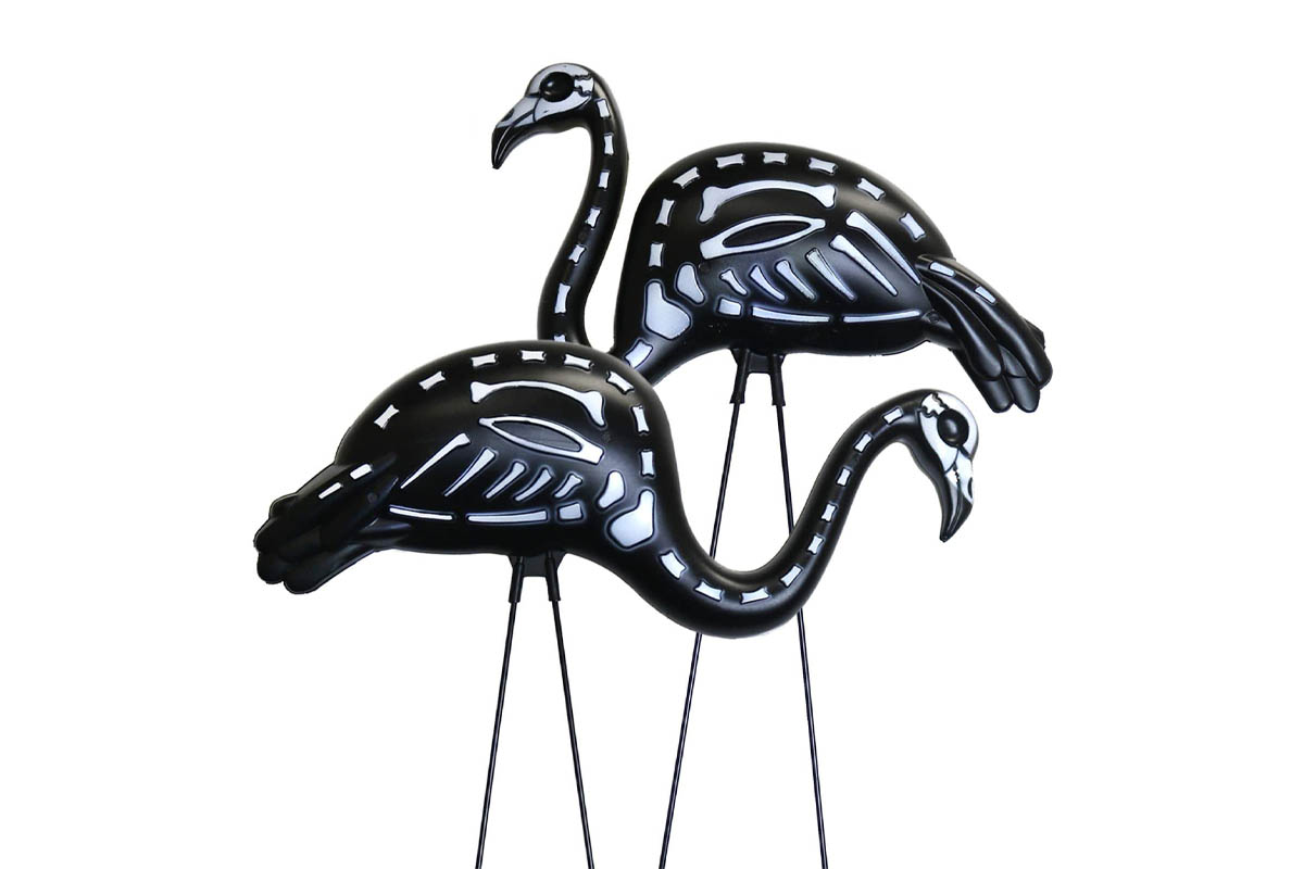 The Best Halloween Decorations Option: GIFTEXPRESS 2-Pack Halloween Black Flamingo Skeleton