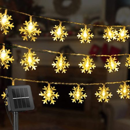 Brightown Solar Christmas Snowflake String Lights